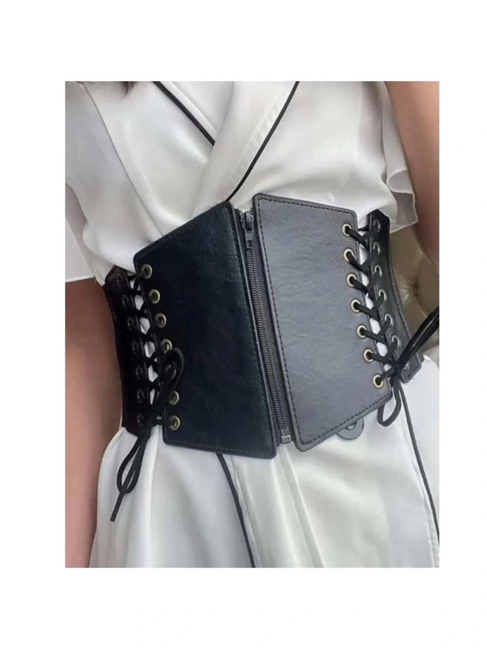 Vegan Leather Lace Up Corset Belt